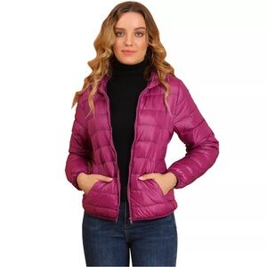 HeatKeep Hot Pink Nano Lightweight Packable Down Puffer Jacket - Size Large